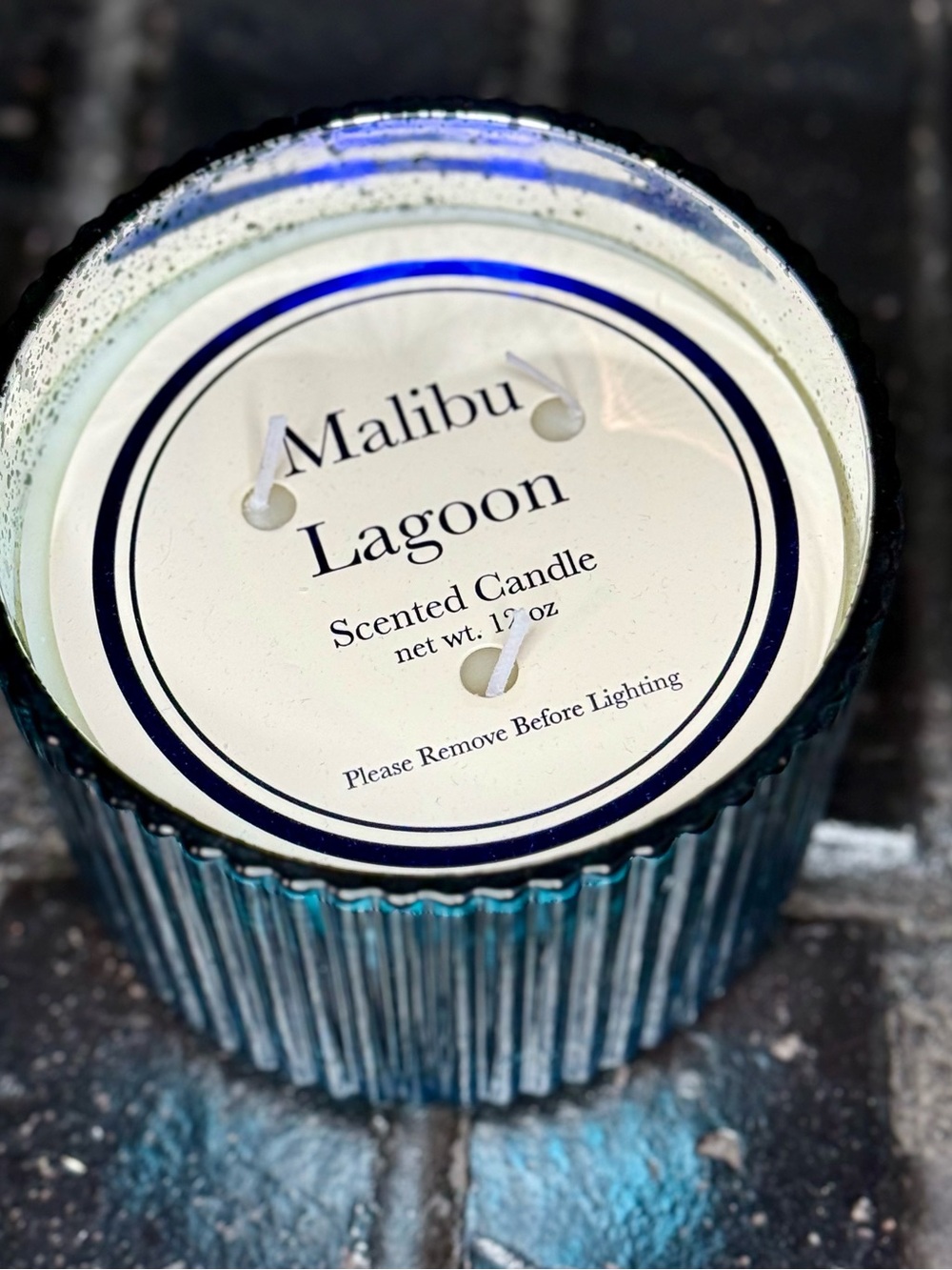 Malibu Lagoon Scented Candle - Blue Glass
